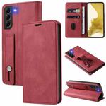 For Samsung Galaxy S21 5G Wristband Magnetic Leather Phone Case(Red)
