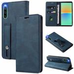 For Sony Xperia 10 IV Wristband Magnetic Leather Phone Case(Dark Blue)