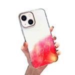 For iPhone 14 Gold Halo Marble Pattern Phone Case (Red)