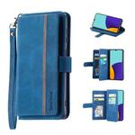 For Samsung Galaxy A03 166mm 9 Card Slots Splicing Magnetic Leather Flip Phone Case(Blue)