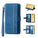 For Samsung Galaxy A22 5G 9 Card Slots Splicing Magnetic Leather Flip Phone Case(Blue)