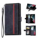 For Samsung Galaxy S22 Ultra 5G 9 Card Slots Splicing Magnetic Leather Flip Phone Case(Black)