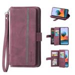 For Xiaomi Poco F3 9 Card Slots Splicing Magnetic Leather Flip Phone Case(Wine Red)