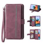 For Xiaomi Redmi Note 10 Pro 4G  Global 9 Card Slots Splicing Magnetic Leather Flip Phone Case(Wine Red)