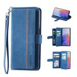 For OPPO A36/A76/A96/Realme 9i 4G 9 Card Slots Splicing Magnetic Leather Flip Phone Case(Blue)