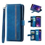 For OPPO Find X5 9 Card Slots Splicing Magnetic Leather Flip Phone Case(Blue)