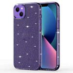 For iPhone 14 Plus Crystal Clear Glitter Airbag Phone Case (Transparent Purple)