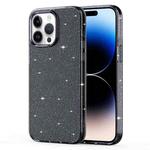 For iPhone 14 Pro Crystal Clear Glitter Airbag Phone Case(Transparent Black)