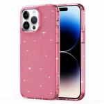 For iPhone 14 Pro Crystal Clear Glitter Airbag Phone Case(Transparent Pink)