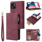 For iPhone 14 Multifunctional Phone Leather Case with Card Slot (Wine Red)