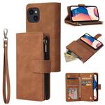 For iPhone 14 Multifunctional Phone Leather Case with Card Slot (Brown)
