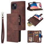 For iPhone 14 Multifunctional Phone Leather Case with Card Slot (Coffee)