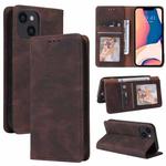 For iPhone 14 Simple Suction Closure Horizontal Flip Leather Case (Brown)