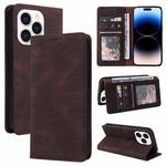 For iPhone 14 Pro Simple Suction Closure Horizontal Flip Leather Case(Brown)