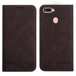 For OPPO A7 / A12 / A5s Strong Magnetic Leather Case(Brown)