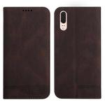 For Huawei P20 Strong Magnetic Leather Case(Brown)