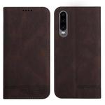 For Huawei P30 Strong Magnetic Leather Case(Brown)