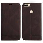 For Huawei Enjoy 7S Strong Magnetic Leather Case(Brown)