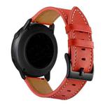For Huawei Watch GT3 Pro 43mm / 46mm 22mmFirst Layer Leather Sewing Thread Watch Band(Red)