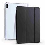 For Huawei MatePad 10.4 3-folding Transparent TPU Smart Leather Tablet Case(Black)
