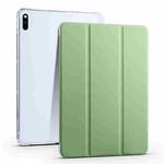 For Huawei MatePad 10.4 3-folding Transparent TPU Smart Leather Tablet Case(Matcha Green)