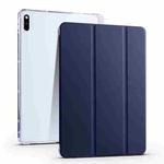 For Huawei MatePad 10.4 3-folding Transparent TPU Smart Leather Tablet Case(Dark Blue)