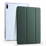 For Huawei MatePad 10.4 3-folding Transparent TPU Smart Leather Tablet Case(Pine Needle Green)
