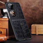For Huawei P50 Pocket Crocodile Texture Genuine Leather Phone Case(Black)