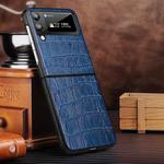 For Samsung Galaxy Z Flip3 5G Crocodile Texture Genuine Leather Phone Case(Blue)