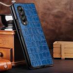 For Samsung Galaxy Z Fold3 5G Crocodile Texture Genuine Leather Phone Case(Blue)