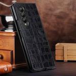 For Samsung Galaxy Z Fold3 5G Crocodile Texture Genuine Leather Phone Case(Black)