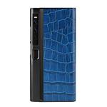 For Huawei Mate Xs 2 Crocodile Texture Genuine Leather Phone Case(Blue)