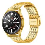 22mm For Samsung Smart Watch Universal Seven-bead Stainless Steel Watch Band(Gold)