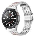 22mm For Samsung Smart Watch Universal Seven-bead Stainless Steel Watch Band(Silver+Rose)