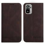 For Xiaomi Redmi Note 10 4G Strong Magnetic Leather Case(Brown)