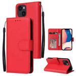 For iPhone 14 Multifunctional Horizontal Flip Leather Case with Three Card Slot (Red)