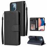 For iPhone 14 Plus Multifunctional Horizontal Flip Leather Case with Three Card Slot (Black)