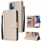 For iPhone 14 Plus Multifunctional Horizontal Flip Leather Case with Three Card Slot (Tyrant Gold)