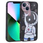 For iPhone 14 Spaceman Binoculars Phone Case (Black and Brown)