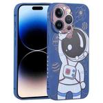 For iPhone 14 Pro Spaceman Binoculars Phone Case(Blue and Brown)