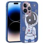 For iPhone 14 Pro Max Spaceman Binoculars Phone Case (Blue and Brown)