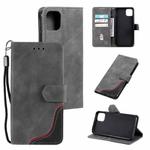 For iPhone 14 Pro Max Three-color Stitching Leather Case (Grey)