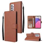 For Samsung Galaxy A33 5G 3 Card Slots Multifunctional Leather Phone Case(Brown)