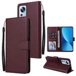 For Xiaomi 12 Lite 3 Card Slots Multifunctional Leather Phone Case(Wine Red)