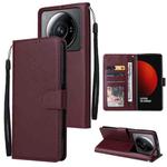 For Xiaomi 12S Ultra 3 Card Slots Multifunctional Leather Phone Case(Wine Red)