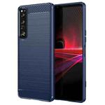 For Sony Xperia 1 IV Brushed Texture Carbon Fiber TPU Phone Case(Blue)