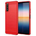 For Sony Xperia 10 IV Brushed Texture Carbon Fiber TPU Phone Case(Red)