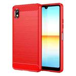 For Sony Xperia Ace III Brushed Texture Carbon Fiber TPU Phone Case(Red)