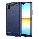 For Sony Xperia Ace III Brushed Texture Carbon Fiber TPU Phone Case(Blue)