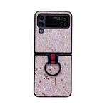 For Samsung Galaxy Z Flip4 Glitter Powder PU Phone Case With Ring(Pink)
